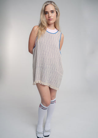 Duo-color blue and rose ultralight cotton tank-top which can also be worn as a dress.