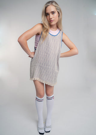 Duo-color blue and rose ultralight cotton tank-top which can also be worn as a dress.