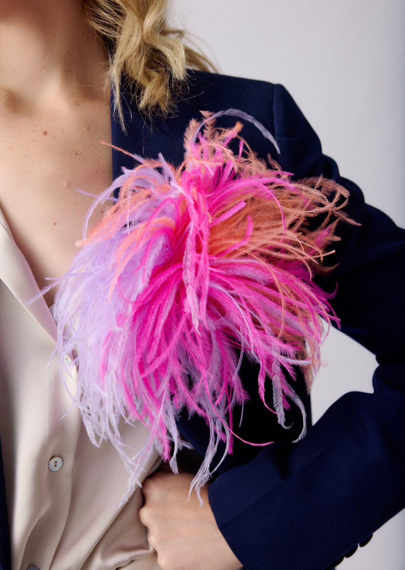 Ostrich Feather Brooch Tri-Color – Wardrobe Circus