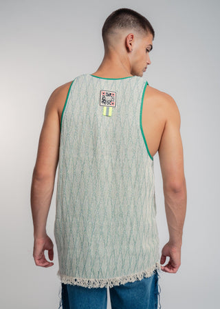 Duo-color green and lilac ultralight cotton tank-top which can also be worn as a dress.
