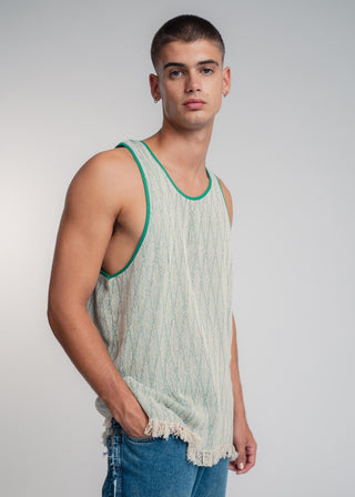 Duo-color green and lilac ultralight cotton tank-top which can also be worn as a dress.