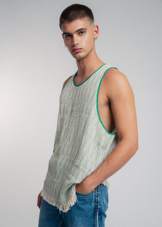Duo-color green and lilac ultralight cotton tank-top which can also be worn as a dress.