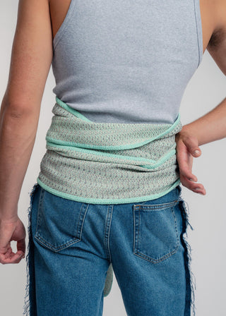 Unisex kimono belt in premium cotton with a bold grey and mint duo-color design. Versatile styling and endless wearing possibilities for a customizable look.