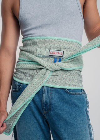 Unisex kimono belt in premium cotton with a bold grey and mint duo-color design. Versatile styling and endless wearing possibilities for a customizable look.