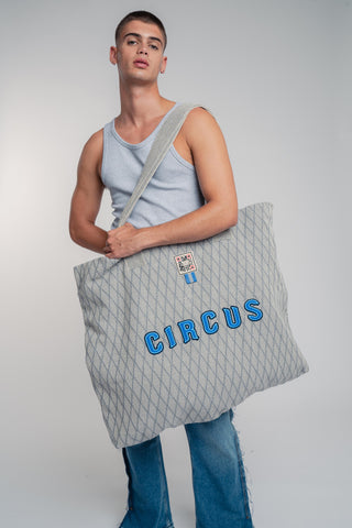 Oversized light gray colored carryall made from durable all natural 4 ply cotton. Perfect for everyday shopping or weekend getaways this bag will help you organize everything.