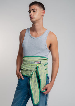 Unisex kimono belt in premium cotton with a bold light green and petrol duo-color design. Versatile styling and endless wearing possibilities for a customizable look.
