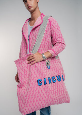 Oversized pink colored carryall made from durable all natural 4 ply cotton. Perfect for everyday shopping or weekend getaways this bag will help you organize everything.