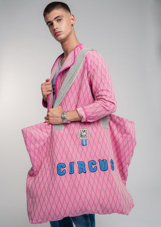 Oversized pink colored carryall made from durable all natural 4 ply cotton. Perfect for everyday shopping or weekend getaways this bag will help you organize everything.