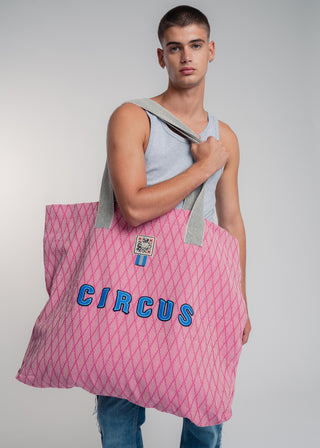 Oversized pink colored carryall made from durable all natural 4 ply cotton. Perfect for everyday shopping or weekend getaways this bag will help you organize everything.