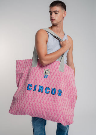 Oversized pink colored carryall made from durable all natural 4 ply cotton. Perfect for everyday shopping or weekend getaways this bag will help you organize everything.