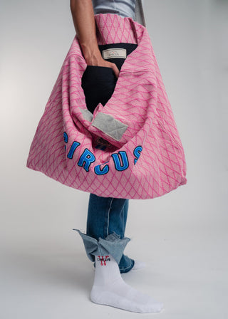 Oversized pink colored carryall made from durable all natural 4 ply cotton. Perfect for everyday shopping or weekend getaways this bag will help you organize everything.