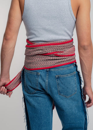 Unisex kimono belt in premium cotton with a bold red and black duo-color design. Versatile styling and endless wearing possibilities for a customizable look.