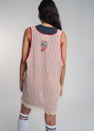 Duo-color red and light grey ultralight cotton tank-top which can also be worn as a dress.