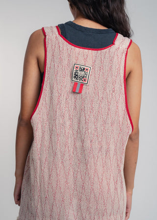 Duo-color red and light grey ultralight cotton tank-top which can also be worn as a dress.