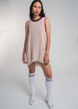 Duo-color red and light grey ultralight cotton tank-top which can also be worn as a dress.