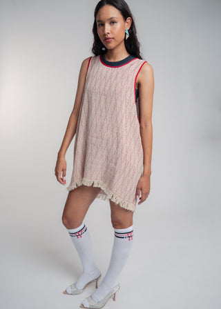 Duo-color red and light grey ultralight cotton tank-top which can also be worn as a dress.