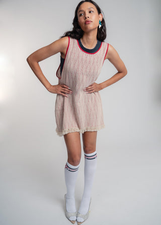 Duo-color red and light grey ultralight cotton tank-top which can also be worn as a dress.